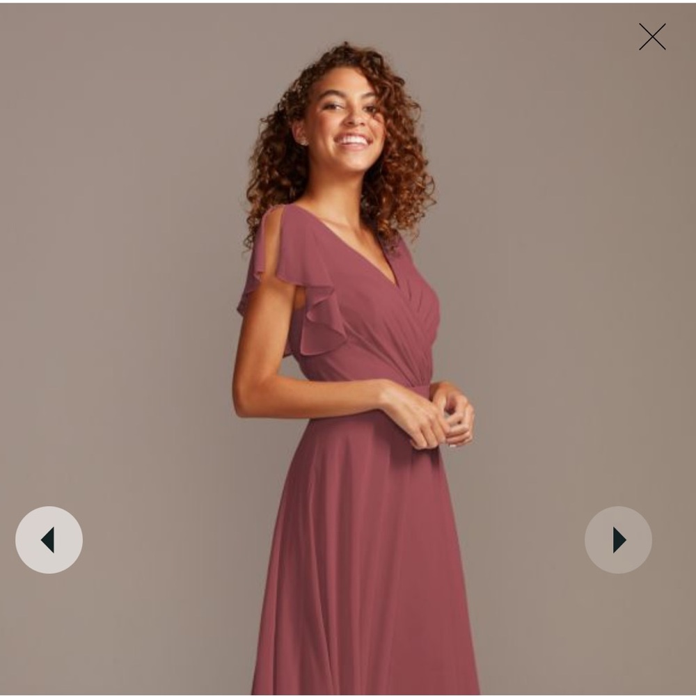 NWT David’s Bridal bridesmaid dress with flutter sleeve full skirt chian…